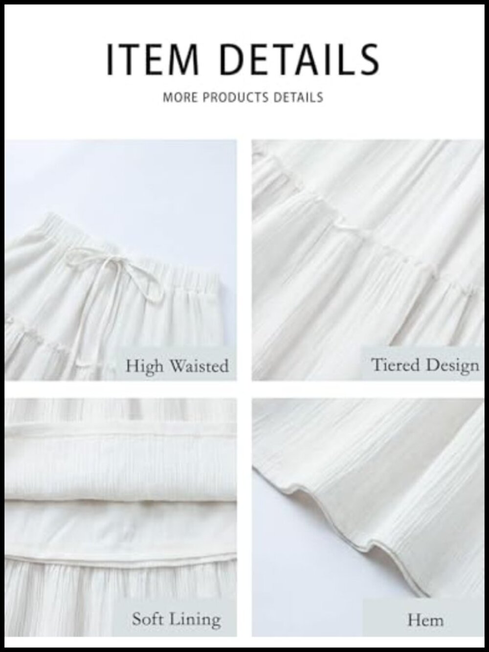Flowy Tiered Ruffle A-Line Maxi Skirt High Waisted Boho Beach Vacation Long - Picture 3 of 6